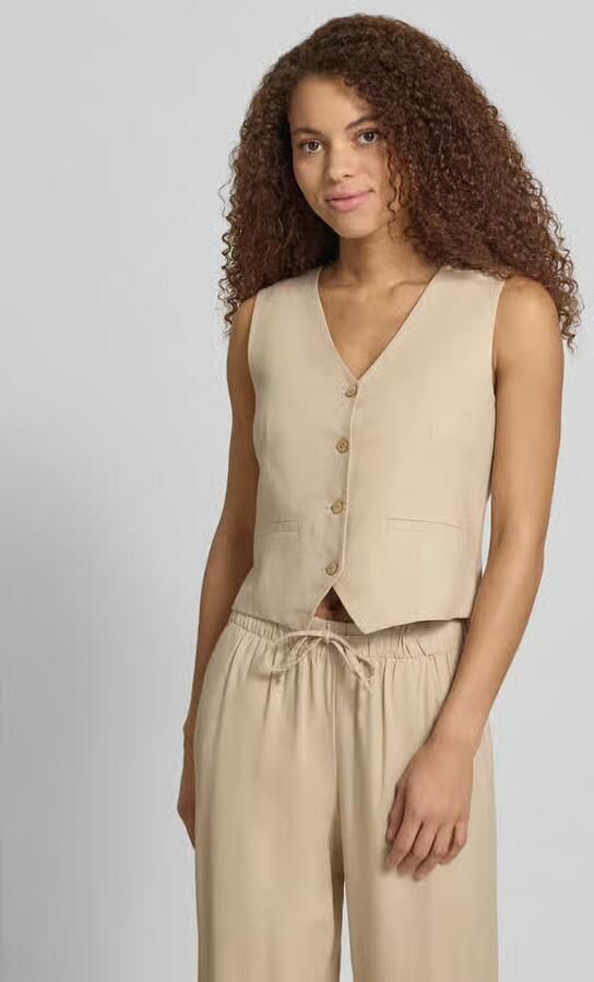 Only regular fit linnen gilet met bindceintuur model 'GOA' - Foto 4
