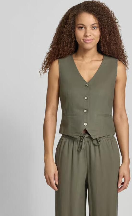 Only regular fit linnen gilet met bindceintuur model 'GOA' - Foto 4