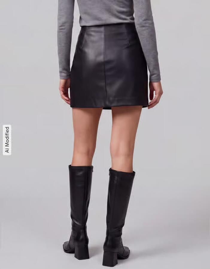 Only Regular fit minirok in leerlook model 'NIELLA'