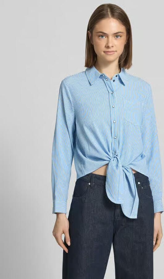 Only Olecey LS Stripe Knot DNM Shirt Cloud Dancer MEDIUM Blue | Freewear Blauw Blue Dames - Foto 13