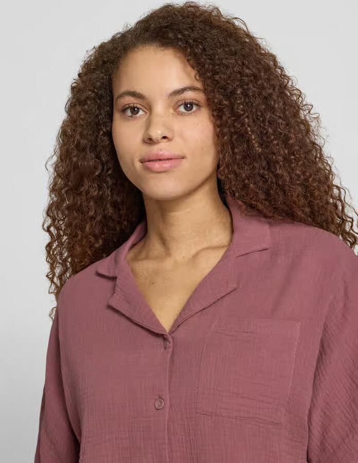 Only Boxy fit blouse met korte mouwen van zuiver katoen model 'THYRA'