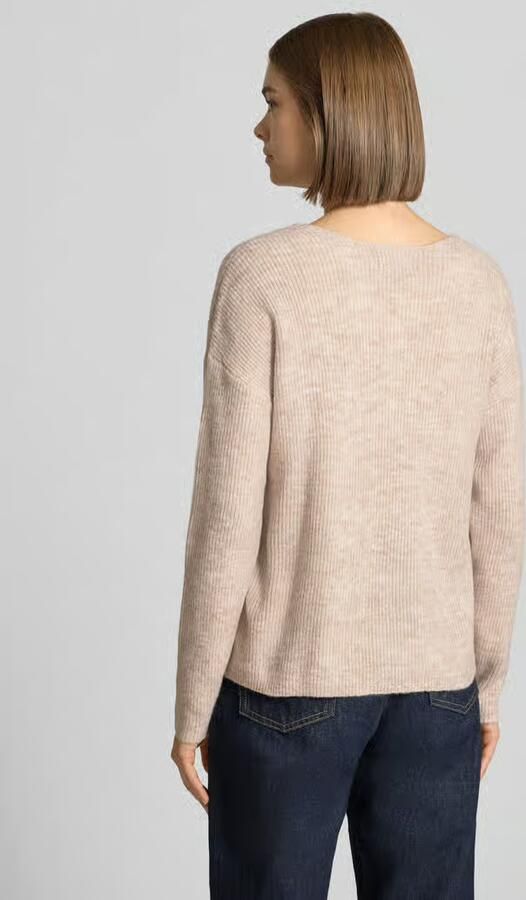 Only Onlcamilla V-Hals L S Pullover Knt: Pumice Stone MELANGE | Freewear Print Beige Dames - Foto 4
