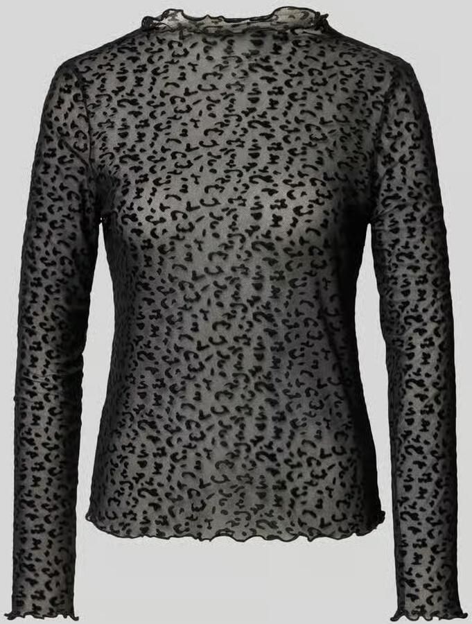 Only Regular fit shirt met lange mouwen met transparante mesh-look