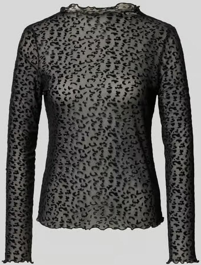 Only Regular fit shirt met lange mouwen met transparante mesh-look