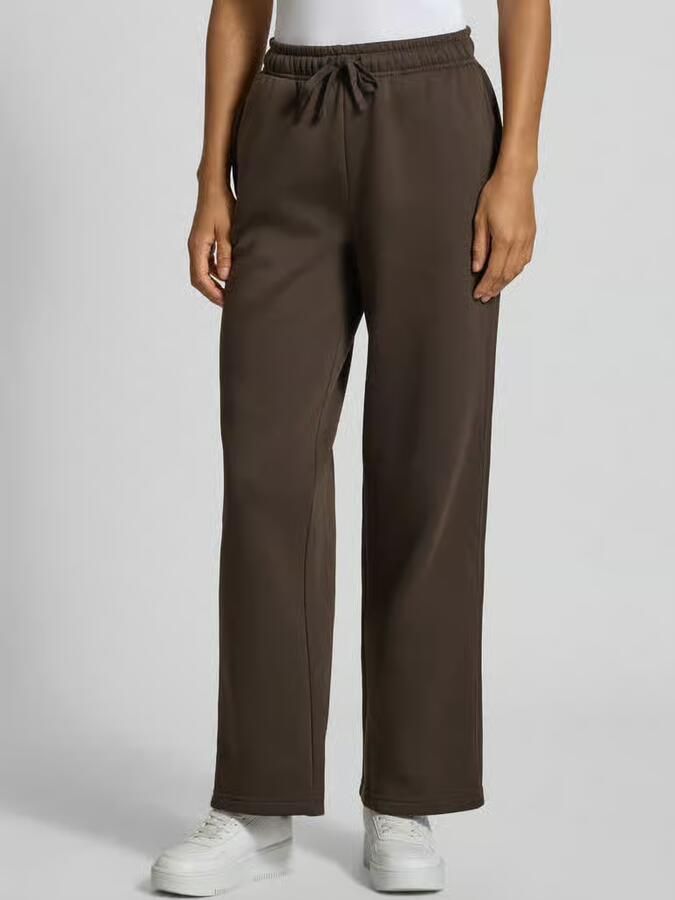 ONLY wide leg regular waist sweatpants donkerbruin - Foto 4