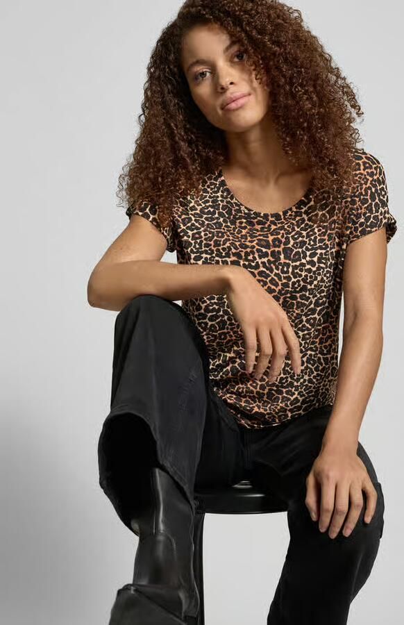Only Shirt met korte mouwen ONLMOSTER – Shirt met dierenprint en losse snit animal-print modieus loose fit viscosemix ronde hals - Foto 4