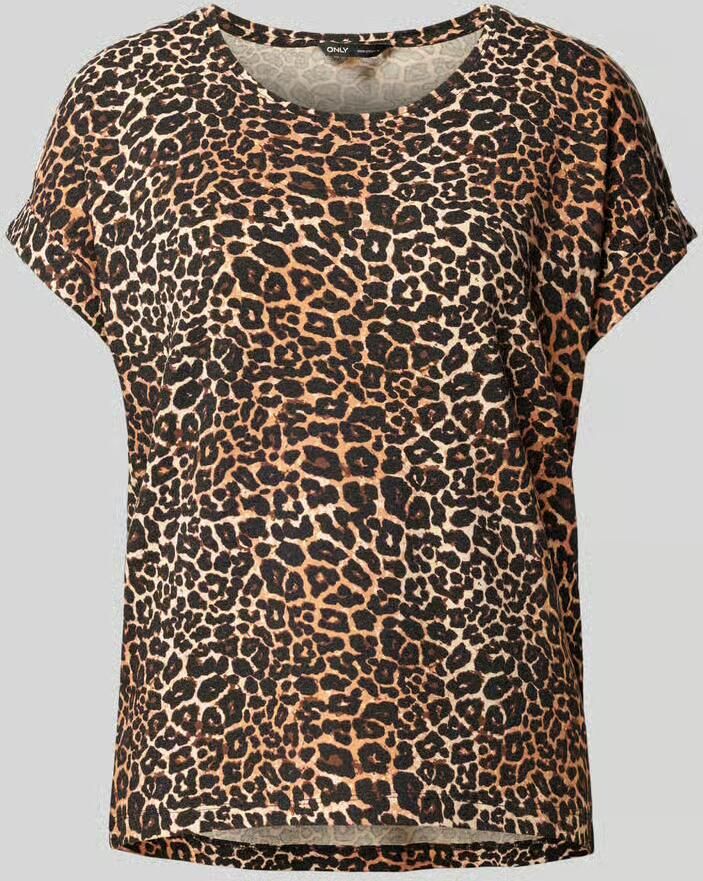 Only Shirt met korte mouwen ONLMOSTER – Shirt met dierenprint en losse snit animal-print modieus loose fit viscosemix ronde hals - Foto 5