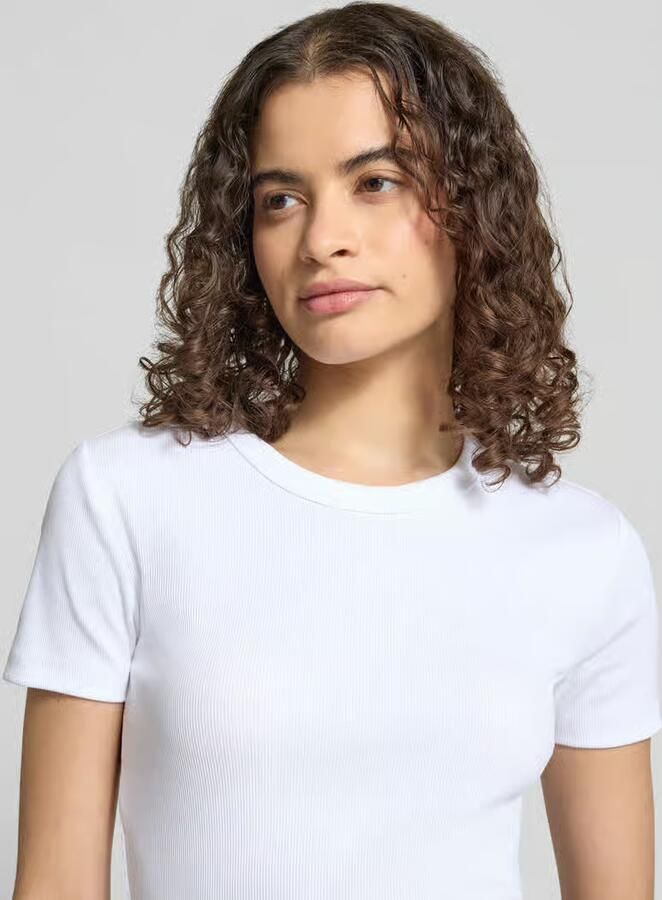 Only Slim fit T-shirt van Mix van biologisch katoen Model 'VAL LIFE' - Foto 3