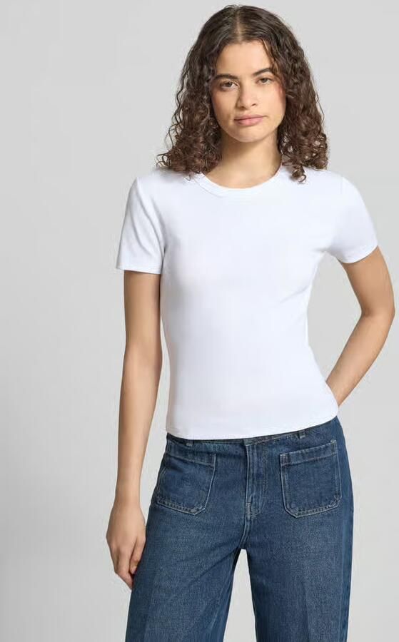 Only Slim fit T-shirt van Mix van biologisch katoen Model 'VAL LIFE' - Foto 4