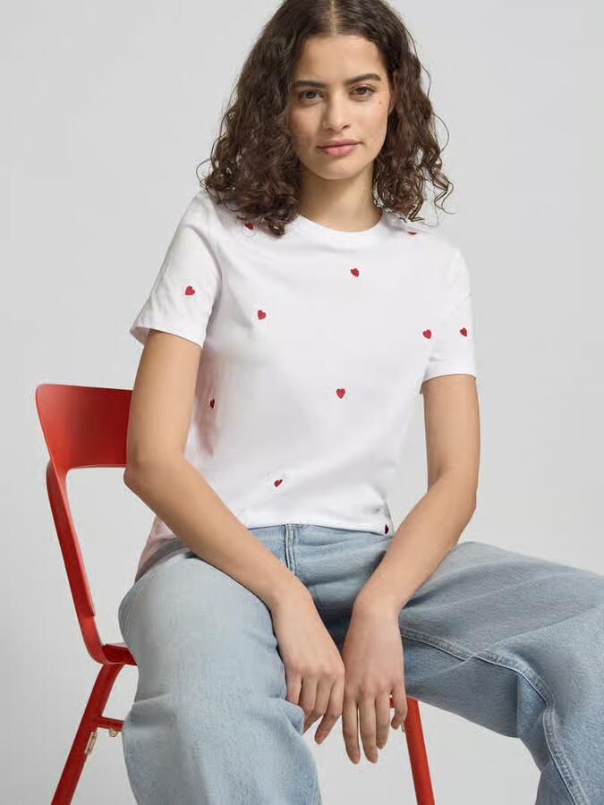 Only Regular fit T-shirt van puur biologisch katoen Model 'KETTY LIFE' - Foto 5