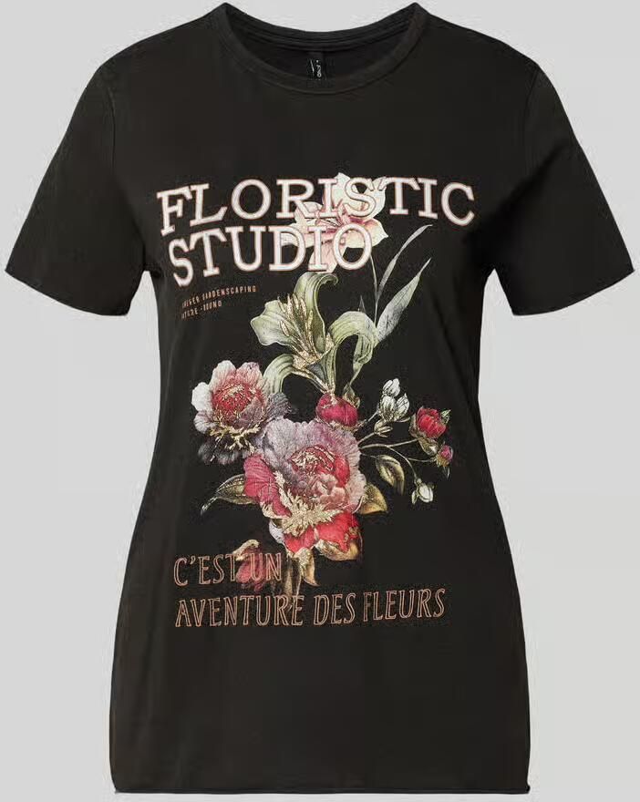 Only Regular fit T-shirt van zuivere katoen met motiefprint model 'LUCY LIFE'