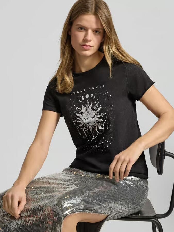 Only Regular fit T-shirt van puur katoen Model 'LUCY' - Foto 4