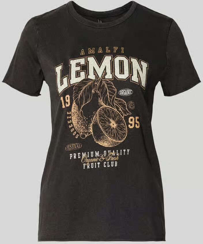 Only Regular fit T-shirt van puur katoen Model 'LUCY' - Foto 4