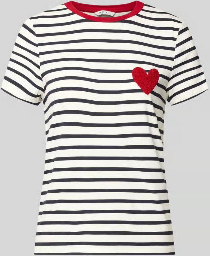 Only Regular fit T-shirt van viscosemix model 'HEART LIFE' - Foto 6