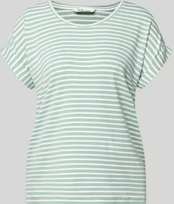 Only Shirt met korte mouwen ONLMOSTER STRIPE S S O-NECK TOP JRS NOOS gestreept casual gesneden jersey ronde hals viscosemix - Foto 5