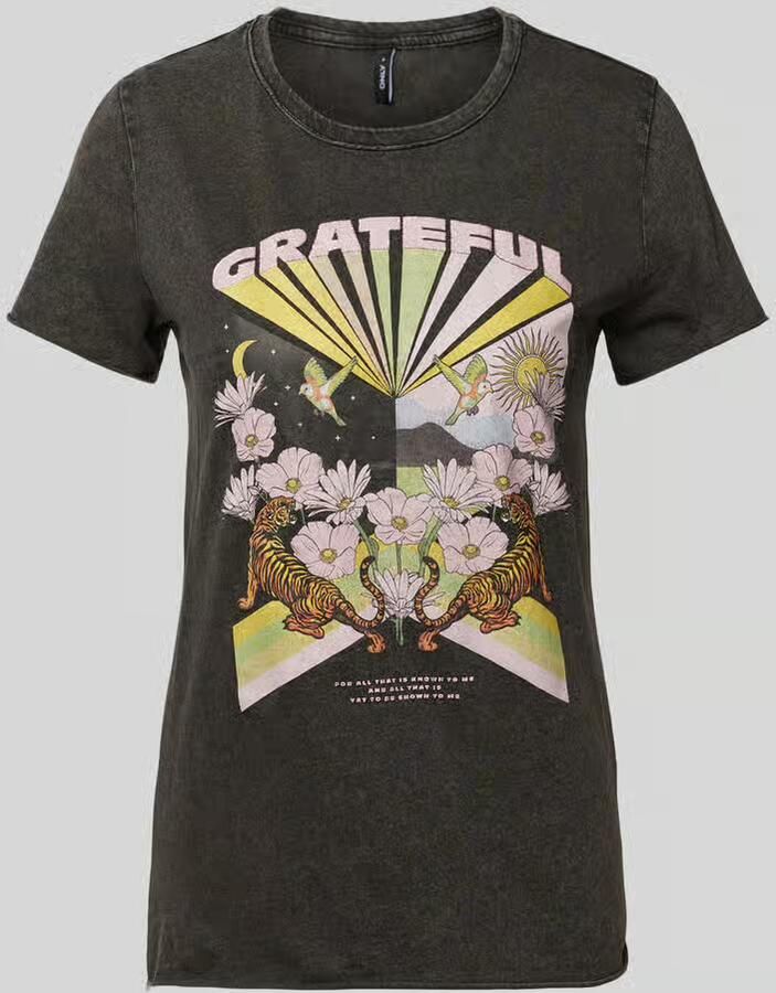 Only Regular fit T-shirt van zuivere katoen met motiefprint model 'LUCY LIFE' - Foto 5
