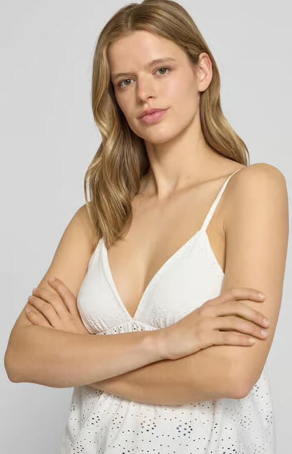Only regular fit top met bandjes met gaatjesmotief model 'SMILLA'