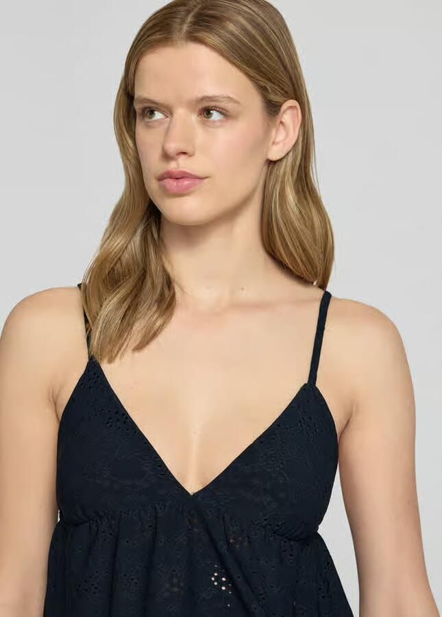 Only regular fit top met bandjes met gaatjesmotief model 'SMILLA'
