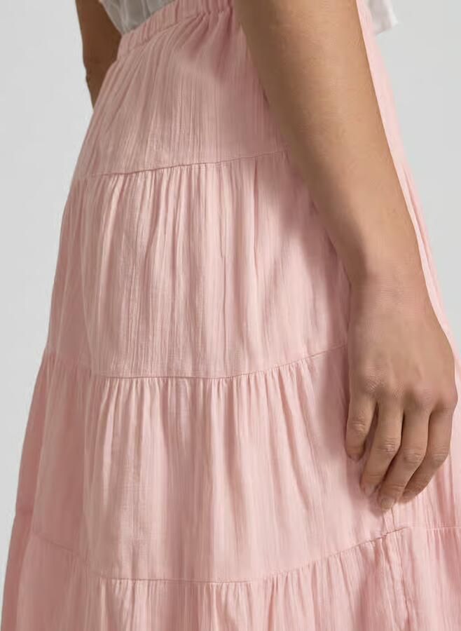Only regular fit volant midi-rok van pure katoen model 'KELLY'