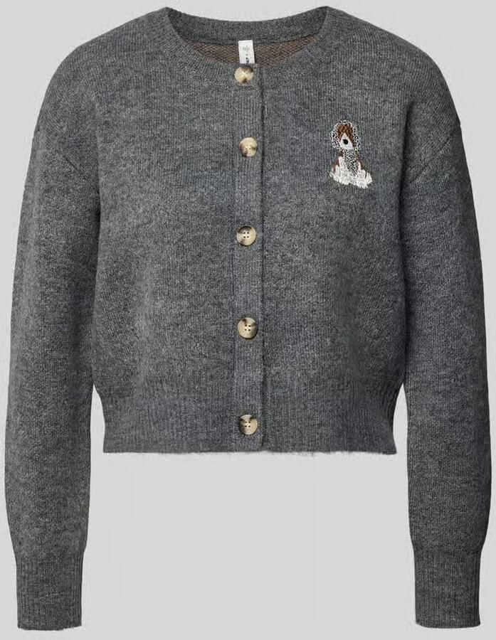 Only relaxed fit gebreid jack met borduursel model 'TEDDY'