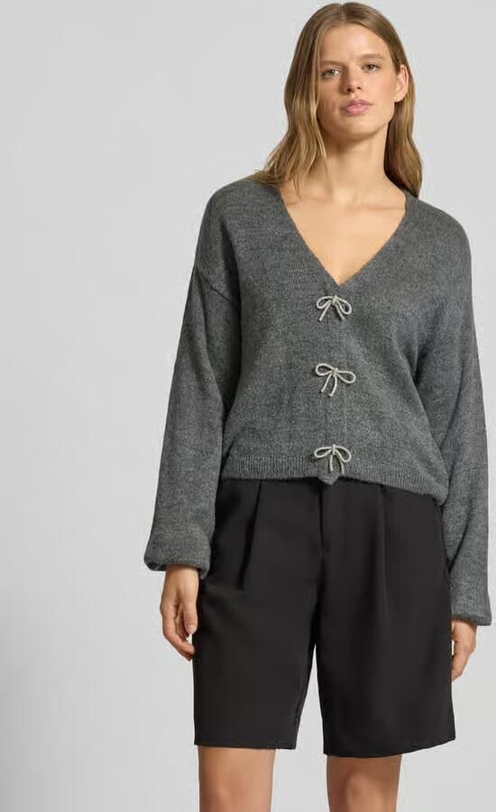 Only Relaxed fit gebreide pullover met strikdetail model 'DONNA' - Foto 6