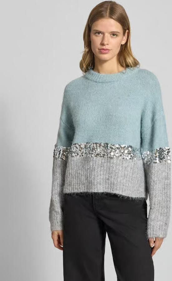 Only Trui met ronde hals ONLMAINE LIFE LS SEQUIN BLOCK O-NECK KNT - Foto 8