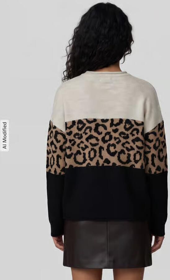 Only Regular fit gebreide pullover met dierenprint en colour blocking model 'JADE' - Foto 12