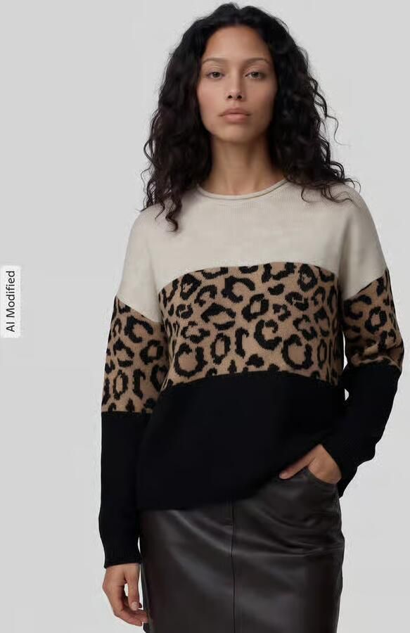 Only Regular fit gebreide pullover met dierenprint en colour blocking model 'JADE' - Foto 13