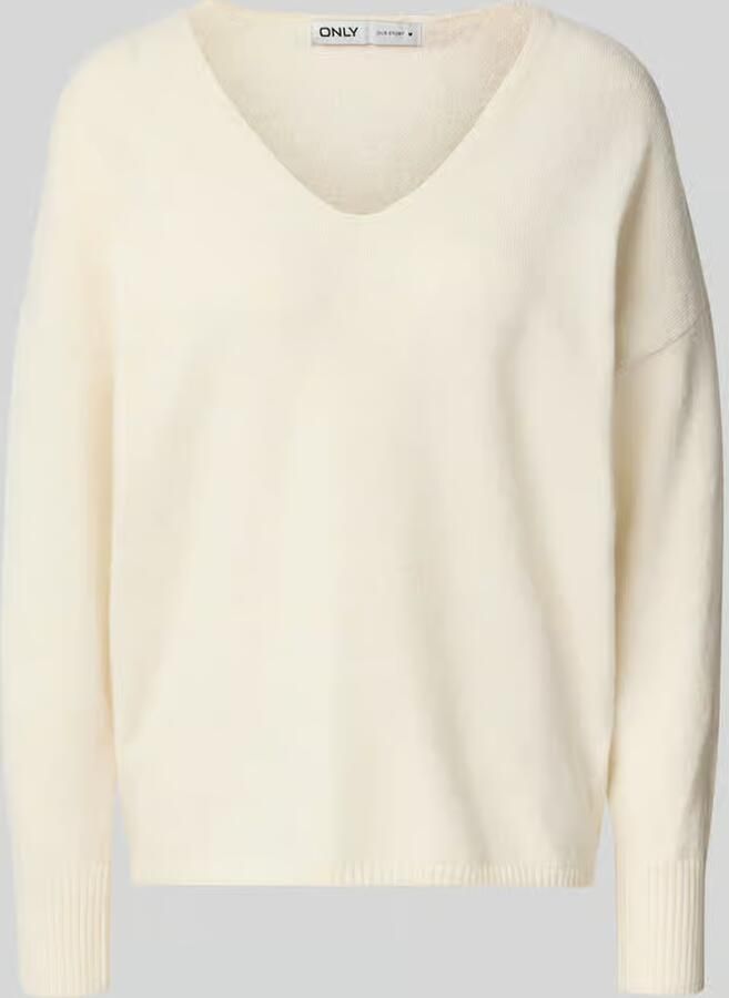 ONLY fijngebreide trui ONLRICA van gerecycled polyester beige