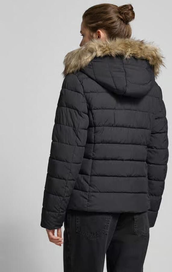 Only Regular fit gewatteerd jack met afneembaar imitatiebont model 'NEWLUNA'