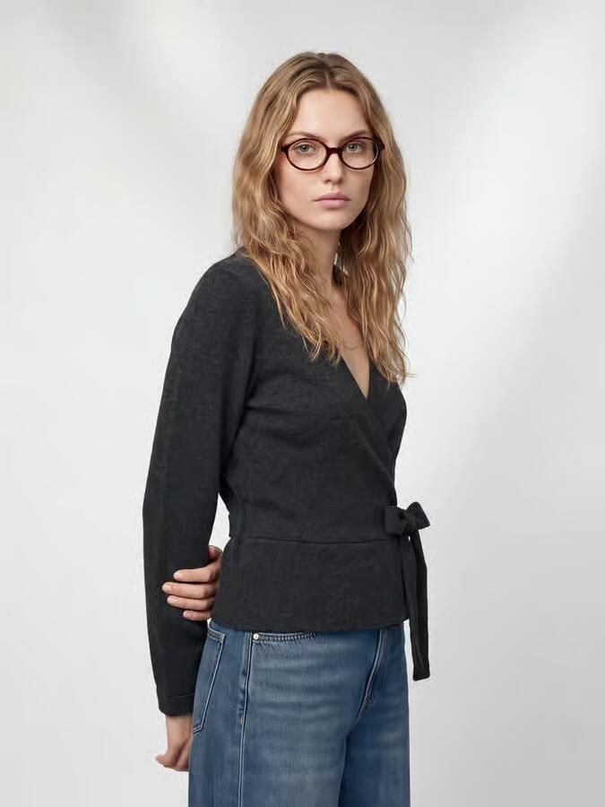 Only Shirt met lange mouwen met wikkellook - Foto 3