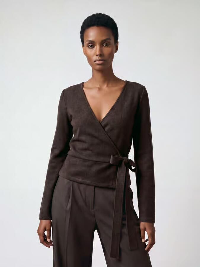 Only Shirt met lange mouwen met wikkellook - Foto 3