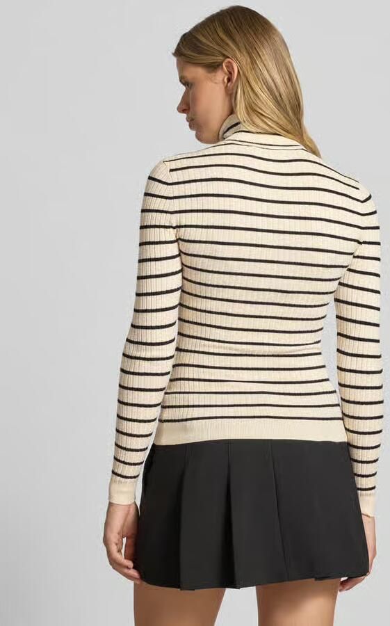 Only Wit Zwart Onlkarol L S Rollneck Pullover Knt Noos Gebreid Beige Dames - Foto 5
