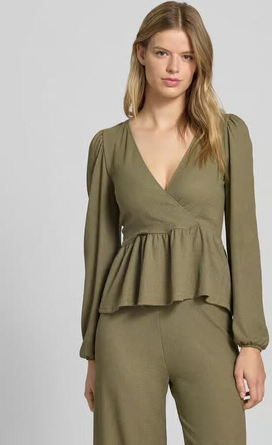Only Slim fit blouse met lange mouwen in wikkellook model '30 BILL' - Foto 2
