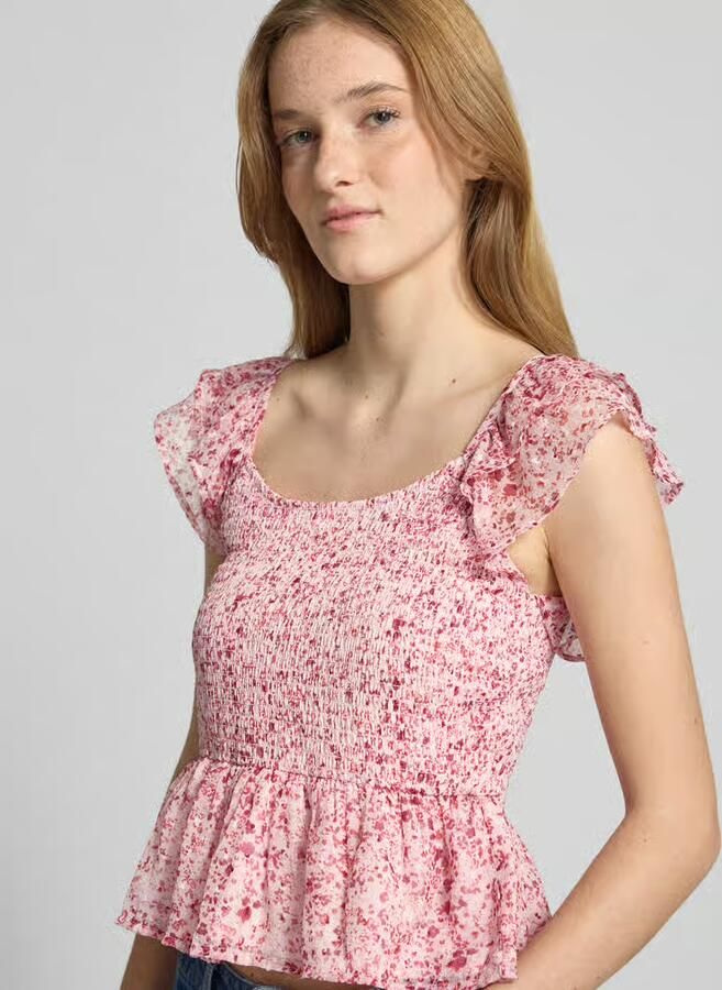 Only slim fit blousetop met all-over motief model 'ELIZA'