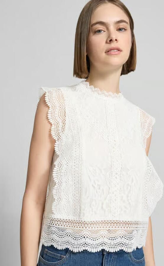 Only Kanten shirt ONLKARO – Kantentop met opstaande kraag voor elegante looks - Foto 7