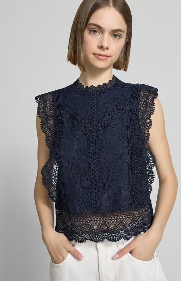 Only slim fit blousetop met katoen viscose en lyocell model 'KARO'