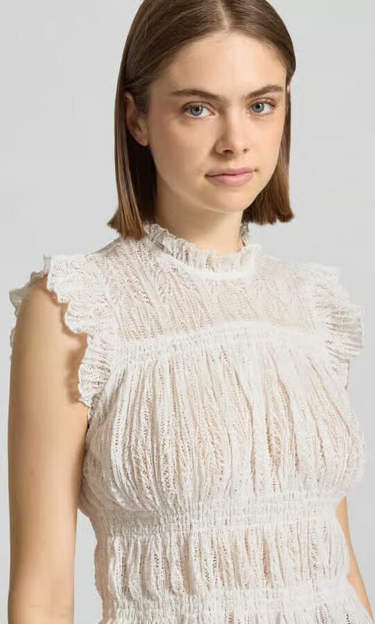 Only slim fit blousetop met rucheskraag model 'SHAILA'