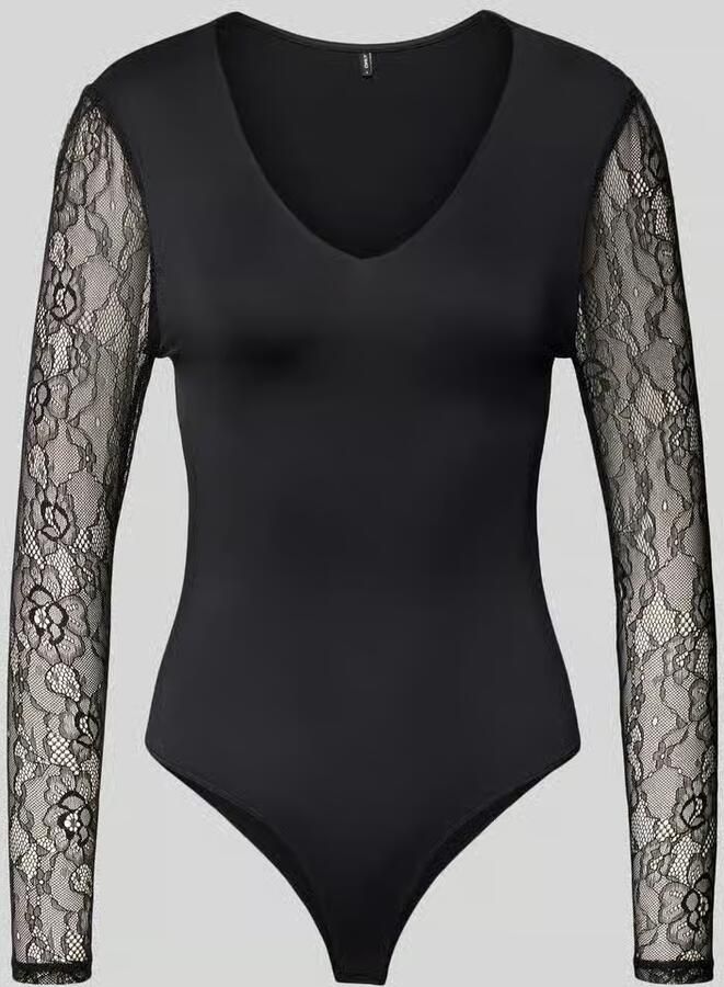 Only Slim fit body met kanten mouwen model 'SIA'
