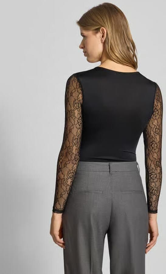 Only Slim fit body met kanten mouwen model 'SIA' - Foto 4