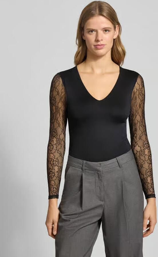 Only Slim fit body met kanten mouwen model 'SIA' - Foto 3
