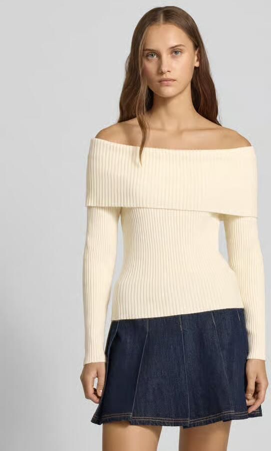 Only Slim fit gebreide pullover met off shoulder-mouwen model 'KATIA' - Foto 15
