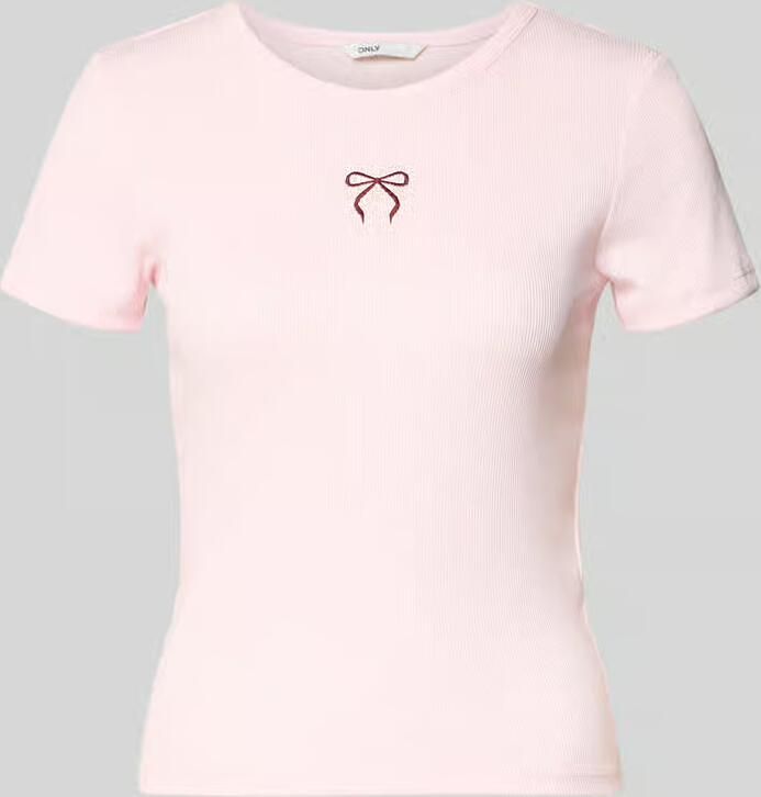 Only Slim fit T-shirt met hartvormige borduursel Model 'ELVA JUNE' - Foto 4