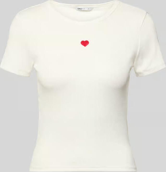 Only Slim fit T-shirt met hartvormige borduursel Model 'ELVA JUNE' - Foto 2