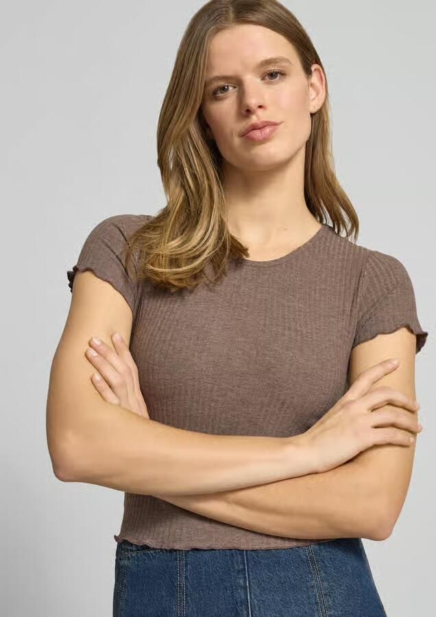 Only Slim fit T-shirt met Riblook Model 'EMMA'