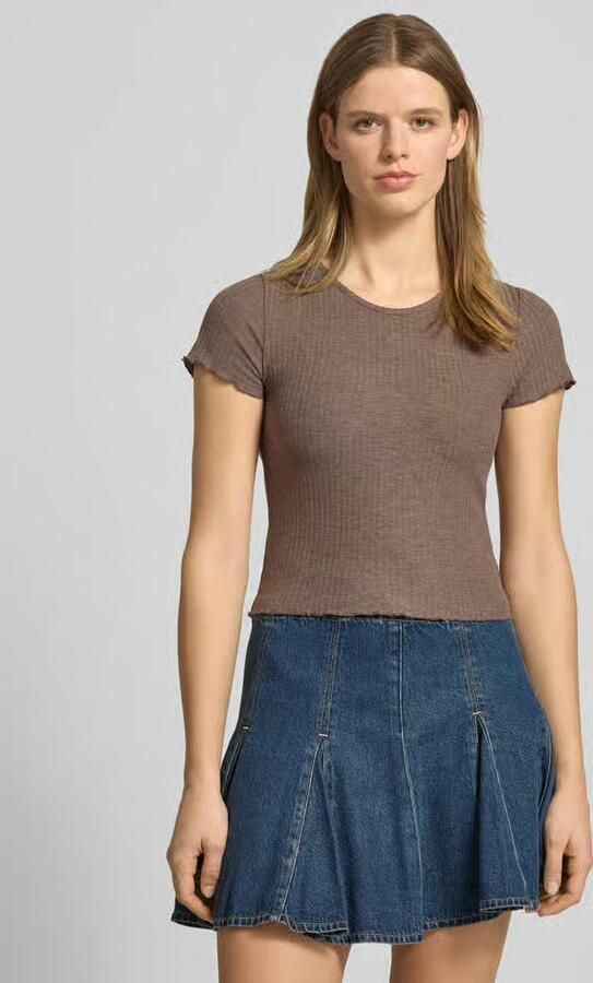 Only Slim fit T-shirt met Riblook Model 'EMMA' - Foto 3