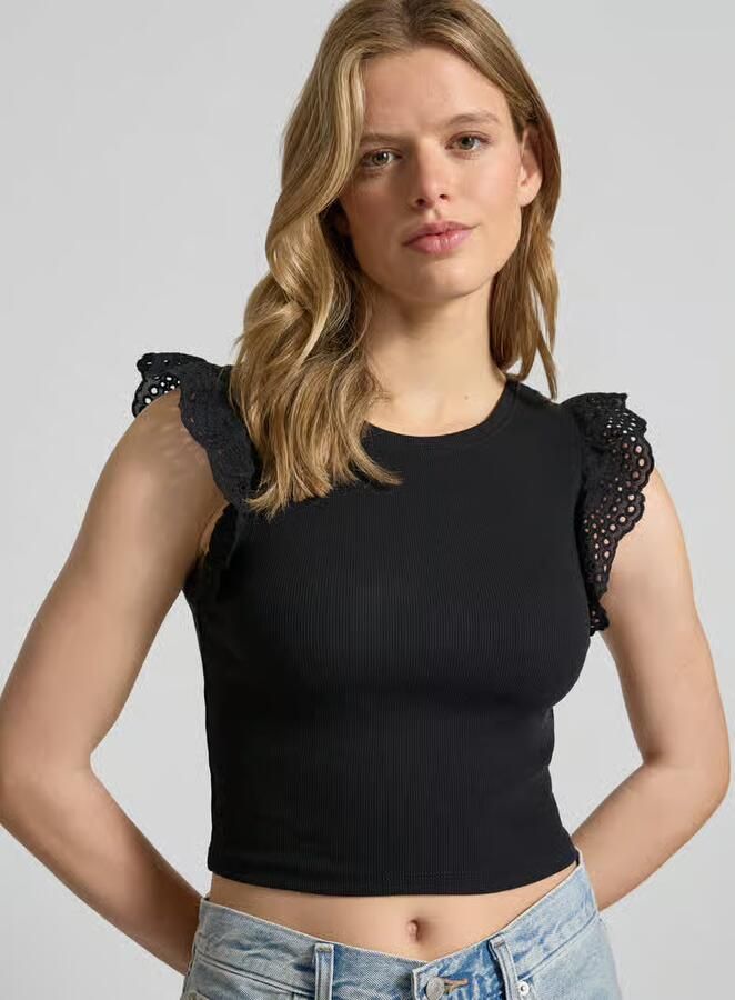 Only slim fit T-shirt van katoenmix model 'MATHILDA'