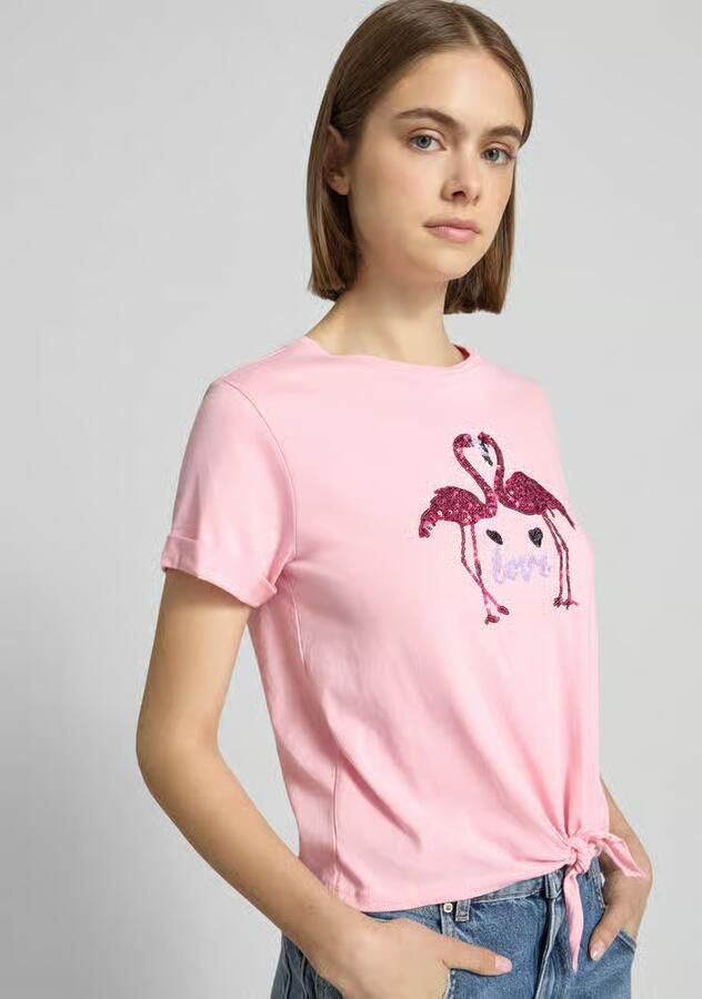 Only slim fit T-shirt van katoenmix model 'MIRA' - Foto 5