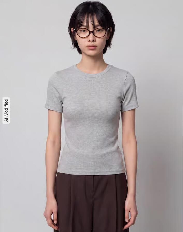 Only Slim fit t-shirt van katoenmix model 'RILEY' - Foto 5