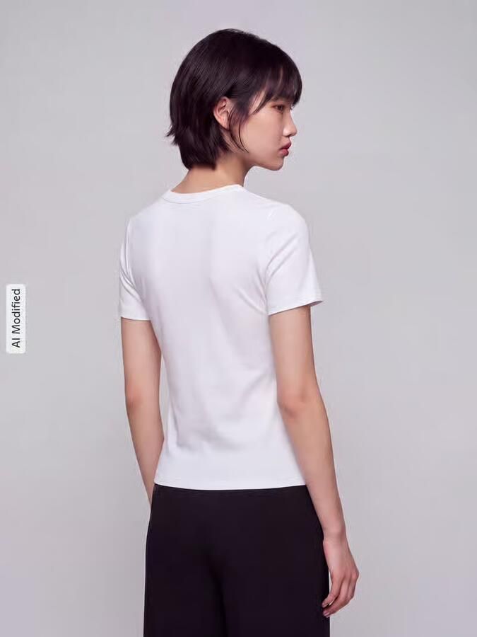 Only Slim fit t-shirt van katoenmix model 'RILEY' - Foto 5